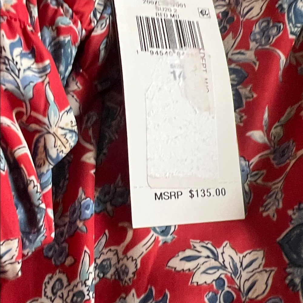 Ralph Lauren Red and Blue Floral Silk Tiered Skirt NWT Sz 14 - Picture 6 of 7